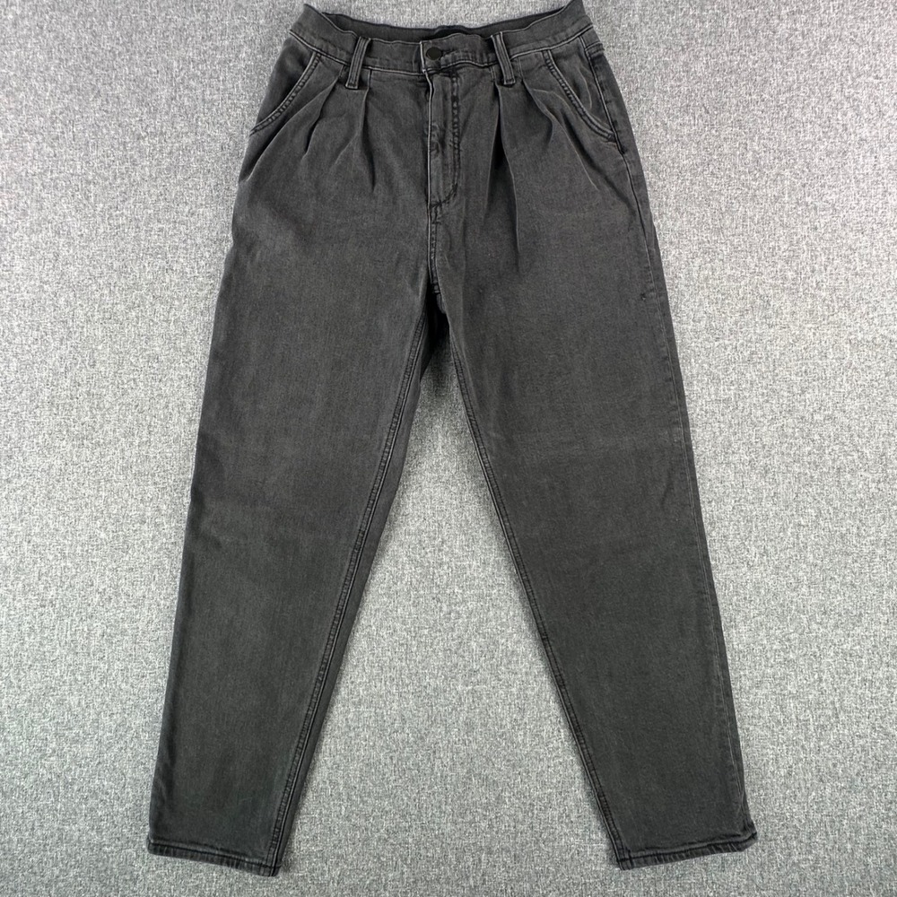 Joe's Jeans Pants Womens 26 Pleated Tapered Black High Rise Denim